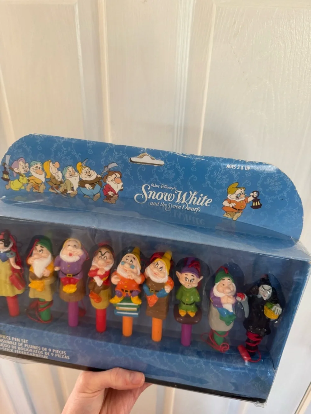RARE Vintage Disney Snow White & the Seven Dwarfs 9-Piece Character Pen Set